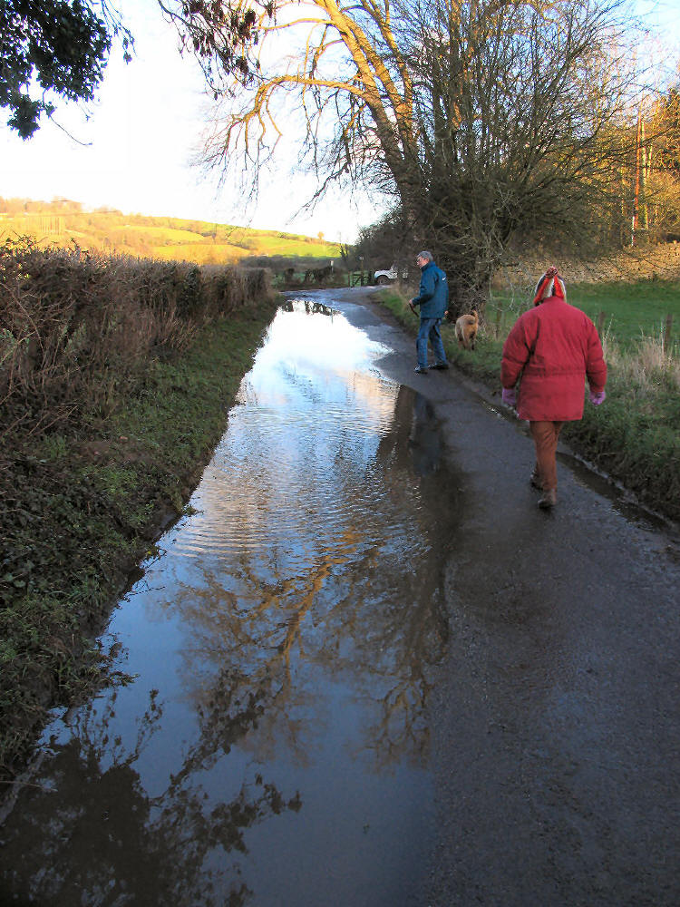 Crabtree Lane looking towards Staples Hill Freshford