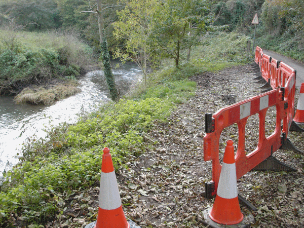 Subsidence Rosemary Lane near Frehsford Mill Bridge Somerset